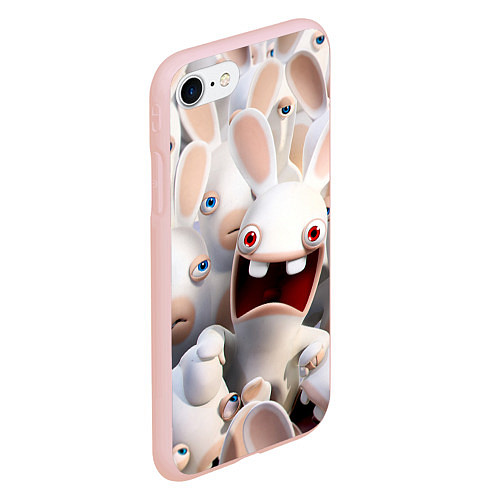 Чехол iPhone 7/8 матовый Бешеные кролики в толпе / 3D-Светло-розовый – фото 2