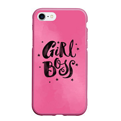 Чехол iPhone 7/8 матовый Girl Boss!, цвет: 3D-малиновый