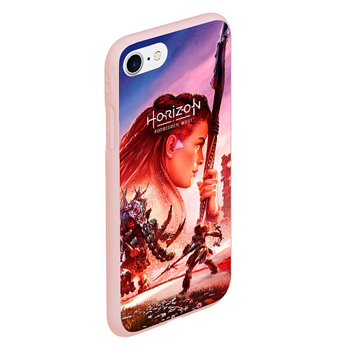 Чехол iPhone 7/8 матовый Horizon Forbidden West game poster / 3D-Светло-розовый – фото 2