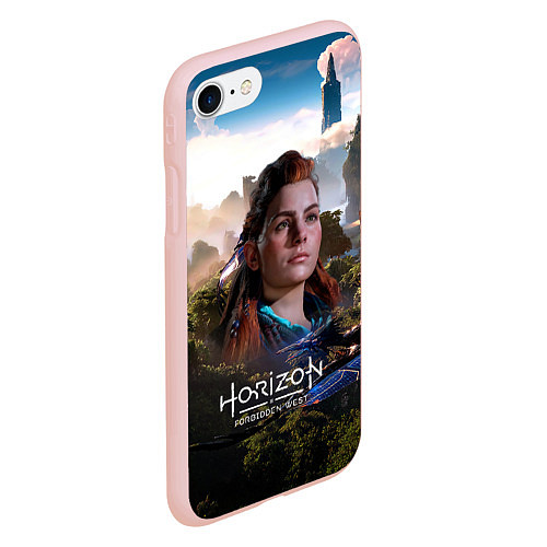 Чехол iPhone 7/8 матовый Aloy Horizon Forbidden West game / 3D-Светло-розовый – фото 2