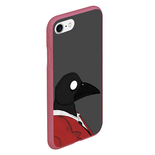 Чехол iPhone 7/8 матовый Чёрная ворона / 3D-Малиновый – фото 2