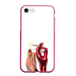 Чехол iPhone 7/8 матовый With your demon, цвет: 3D-малиновый