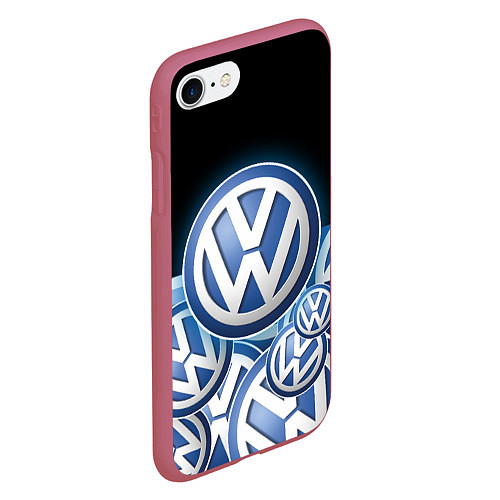 Чехол iPhone 7/8 матовый Volkswagen Большое лого паттерн / 3D-Малиновый – фото 2