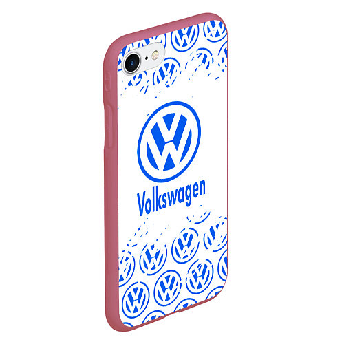Чехол iPhone 7/8 матовый Volkswagen фольксваген / 3D-Малиновый – фото 2