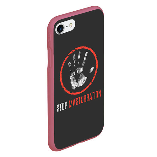 Чехол iPhone 7/8 матовый STOP MASTURBATION / 3D-Малиновый – фото 2