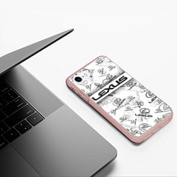 Чехол iPhone 7/8 матовый LEXUS BIG EMBLEMA PATTERN, цвет: 3D-светло-розовый — фото 2