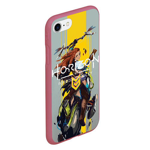 Чехол iPhone 7/8 матовый Horizon forbidden west Aloy / 3D-Малиновый – фото 2