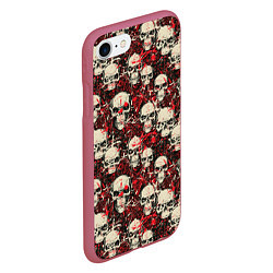 Чехол iPhone 7/8 матовый Кровавые Черепа Skulls, цвет: 3D-малиновый — фото 2