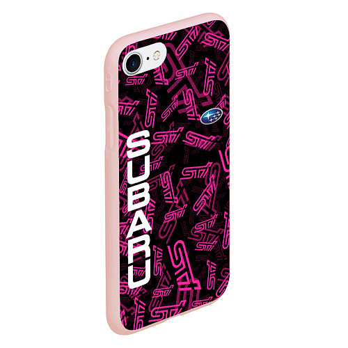 Чехол iPhone 7/8 матовый SUBARU STI PATTERN / 3D-Светло-розовый – фото 2
