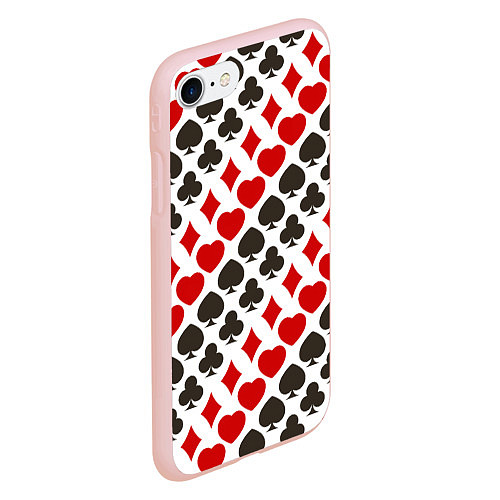 Чехол iPhone 7/8 матовый Карточные Масти Card Suits / 3D-Светло-розовый – фото 2