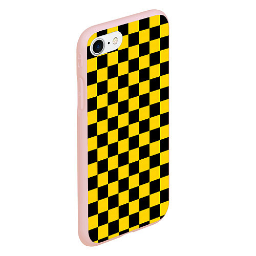 Чехол iPhone 7/8 матовый Такси Шахматные Клетки / 3D-Светло-розовый – фото 2