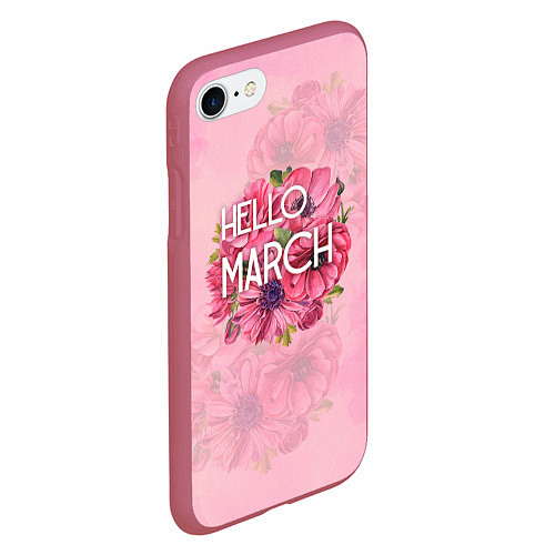 Чехол iPhone 7/8 матовый Hello march / 3D-Малиновый – фото 2