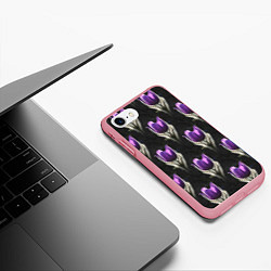 Чехол iPhone 7/8 матовый Фиолетовые цветы - паттерн, цвет: 3D-баблгам — фото 2