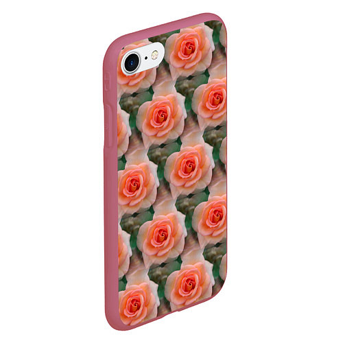 Чехол iPhone 7/8 матовый Нежные розы паттерн / 3D-Малиновый – фото 2