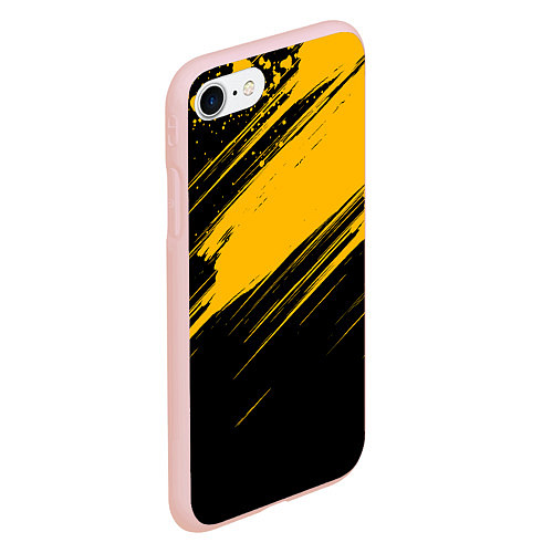 Чехол iPhone 7/8 матовый Black and yellow grunge / 3D-Светло-розовый – фото 2