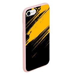 Чехол iPhone 7/8 матовый Black and yellow grunge, цвет: 3D-светло-розовый — фото 2