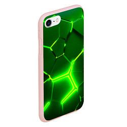 Чехол iPhone 7/8 матовый 3D ПЛИТЫ НЕОН NEON GREEN HEXAGON РАЗЛОМ, цвет: 3D-светло-розовый — фото 2
