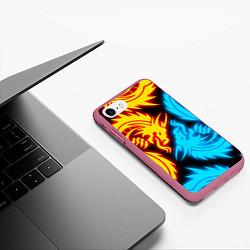 Чехол iPhone 7/8 матовый НЕОНОВЫЕ ДРАКОНЫ NEON DRAGONS, цвет: 3D-малиновый — фото 2