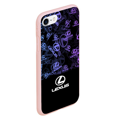 Чехол iPhone 7/8 матовый LEXUS LOGO NEON PATTERN / 3D-Светло-розовый – фото 2