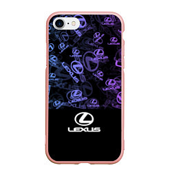 Чехол iPhone 7/8 матовый LEXUS LOGO NEON PATTERN, цвет: 3D-светло-розовый