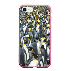 Чехол iPhone 7/8 матовый Пингвины Penguins, цвет: 3D-малиновый