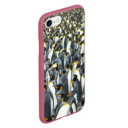 Чехол iPhone 7/8 матовый Пингвины Penguins, цвет: 3D-малиновый — фото 2