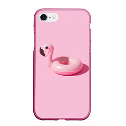 Чехол iPhone 7/8 матовый Flamingos Розовый фламинго, цвет: 3D-малиновый