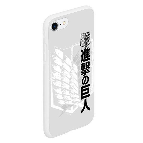 Чехол iPhone 7/8 матовый Атака Титанов: эмблема / 3D-Белый – фото 2