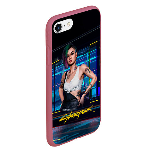 Чехол iPhone 7/8 матовый Judy Джуди Cyberpunk 2077 / 3D-Малиновый – фото 2