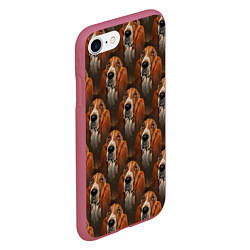 Чехол iPhone 7/8 матовый Dog patternt, цвет: 3D-малиновый — фото 2