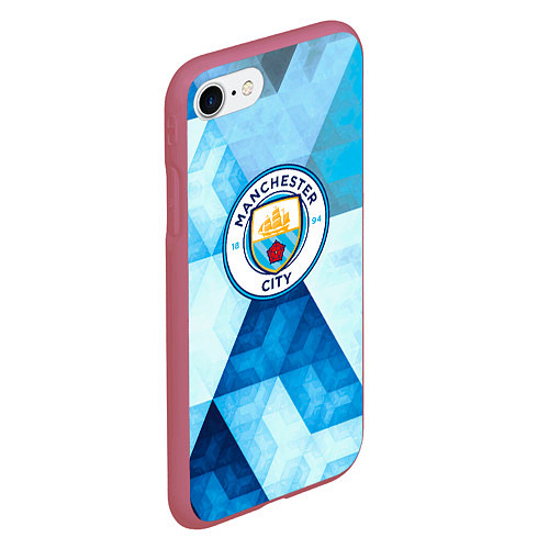 Чехол iPhone 7/8 матовый Манчестер сити manchester city / 3D-Малиновый – фото 2