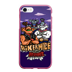 Чехол iPhone 7/8 матовый Мыши-Байкеры с Марса Рокеры, цвет: 3D-малиновый