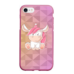 Чехол iPhone 7/8 матовый Единорог с розовыми волосами, цвет: 3D-малиновый