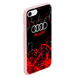 Чехол iPhone 7/8 матовый AUDI АУДИ брызги, цвет: 3D-светло-розовый — фото 2
