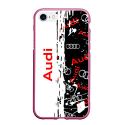 Чехол iPhone 7/8 матовый АУДИ Autosport Паттерн, цвет: 3D-малиновый
