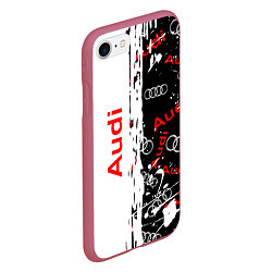 Чехол iPhone 7/8 матовый АУДИ Autosport Паттерн, цвет: 3D-малиновый — фото 2