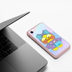 Чехол iPhone 7/8 матовый Лалафанфан с голубым бантом, цвет: 3D-светло-розовый — фото 2