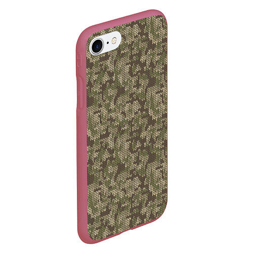 Чехол iPhone 7/8 матовый Вязаный Лесной Камуфляж / 3D-Малиновый – фото 2