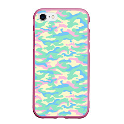 Чехол iPhone 7/8 матовый Камуфляж пастельные цвета, цвет: 3D-малиновый