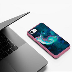 Чехол iPhone 7/8 матовый Котенок в космосе, цвет: 3D-малиновый — фото 2
