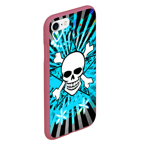 Чехол iPhone 7/8 матовый Neon Skull / 3D-Малиновый – фото 2