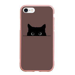 Чехол iPhone 7/8 матовый Черная кошка выглядывает из укрытия