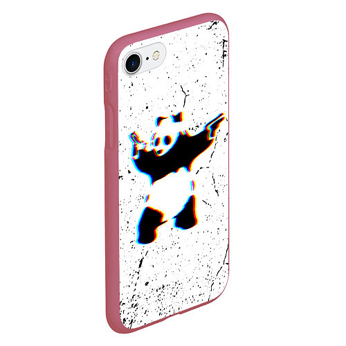 Чехол iPhone 7/8 матовый Banksy Panda with guns Бэнкси / 3D-Малиновый – фото 2