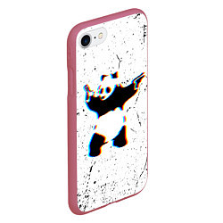 Чехол iPhone 7/8 матовый Banksy Panda with guns Бэнкси, цвет: 3D-малиновый — фото 2