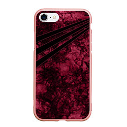 Чехол iPhone 7/8 матовый Мраморный бордовый текстурированный узор, цвет: 3D-светло-розовый