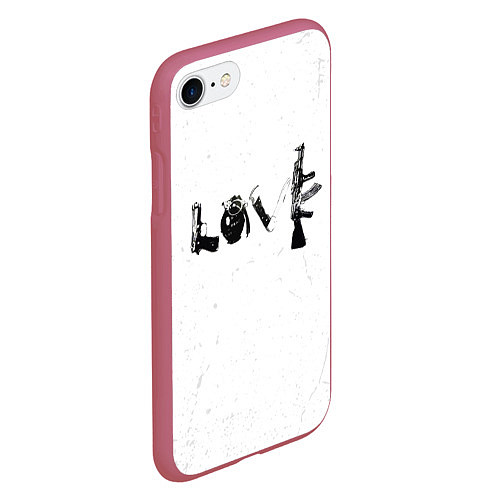 Чехол iPhone 7/8 матовый Banksy Бэнкси LOVE / 3D-Малиновый – фото 2