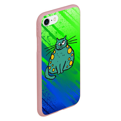 Чехол iPhone 7/8 матовый Прикольный зеленый кот / 3D-Баблгам – фото 2