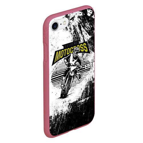 Чехол iPhone 7/8 матовый Motocross Мотокросс / 3D-Малиновый – фото 2