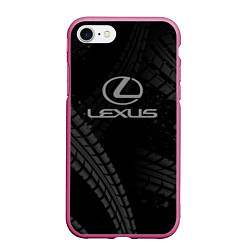 Чехол iPhone 7/8 матовый Lexus следы шин, цвет: 3D-малиновый