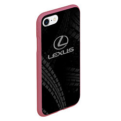 Чехол iPhone 7/8 матовый Lexus следы шин, цвет: 3D-малиновый — фото 2